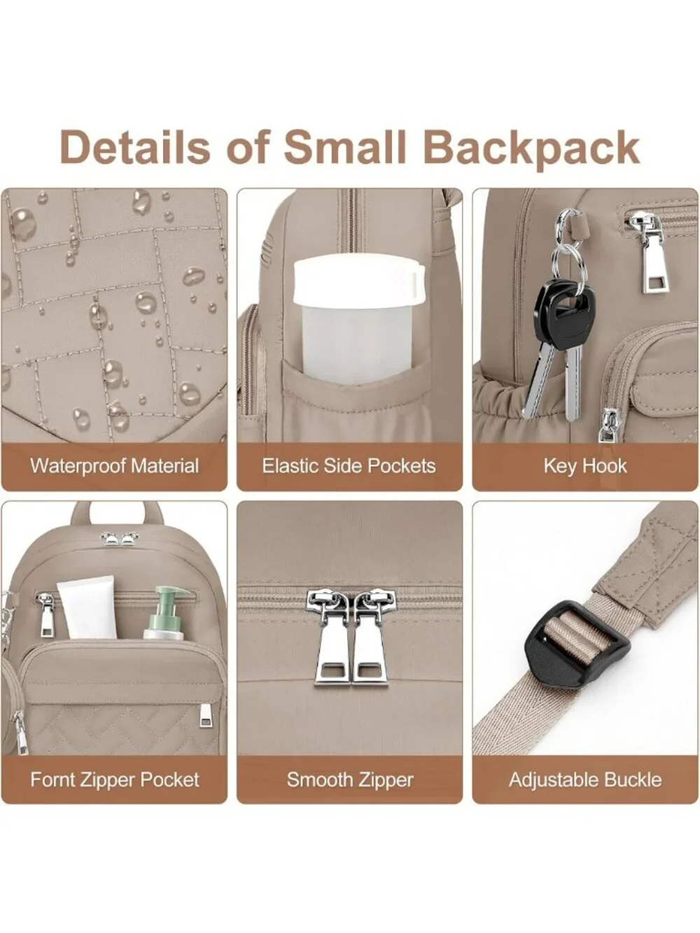 Stylish Waterproof Anti-Theft Backpack, Compact Quilted Daypack with Locking